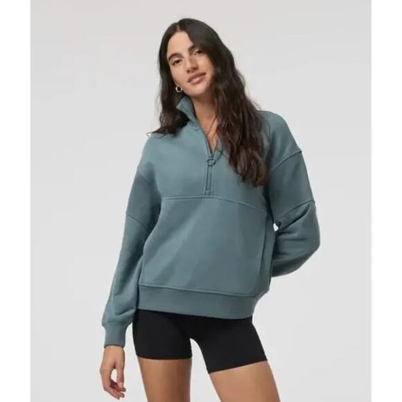 VUORI | Sedona Ribbed Half Zip Sweatshirt in Smoke Blue | Small - Picture 1 of 9